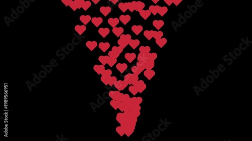 Falling Hearts Animation Background. Love, Romance, Valentine Concept with Red Heart Shapes Video