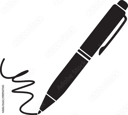The signature icon. Pen and undersign, underwrite, ratify symbol. Flat