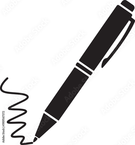 The signature icon. Pen and undersign, underwrite, ratify symbol. Flat