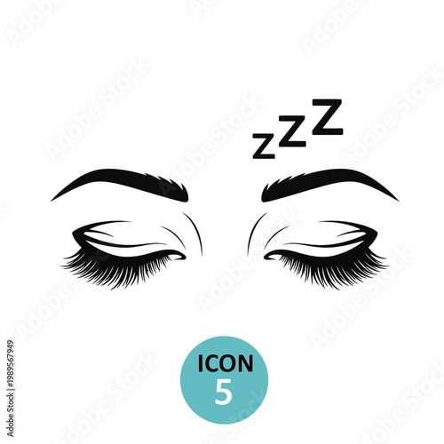Closed Eyes with Zzz Symbols Indicating Sleep.