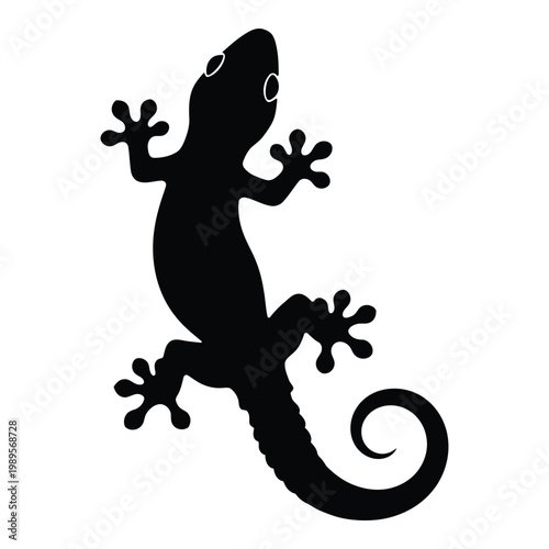 Silhouette of a lizard a minimalist black and white illustration of a reptile in profile