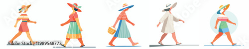 vector of a grandma walking standing with summer costume