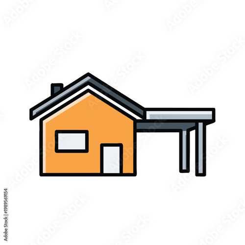 Modern Detached House with Carport in Suburban Neighborhood