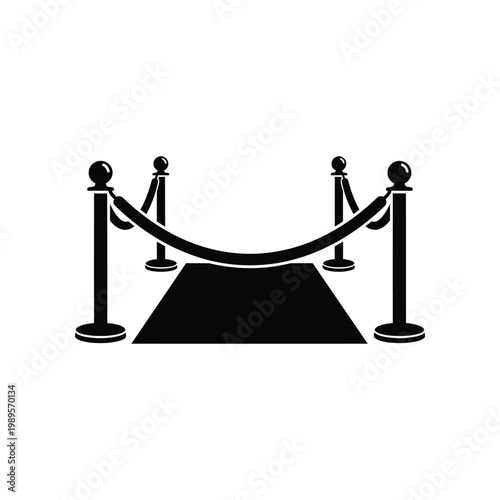 A black silhouette represents a red carpet entrance with velvet ropes and stanchions for VIP access.