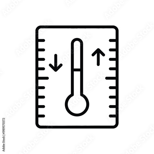 A thermometer icon with arrows indicating temperature change is shown against a white void.