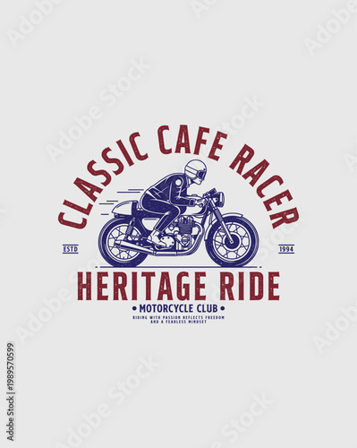 Vintage Cafe Racer Motorcycle Club Emblem.