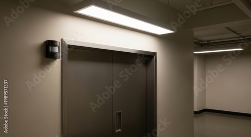 Modern motion sensor mounted above elevator door