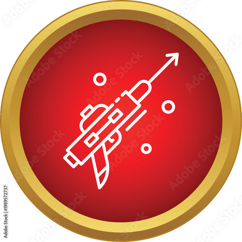 Speargun icon with dart showing equipment for underwater hunting and fishing