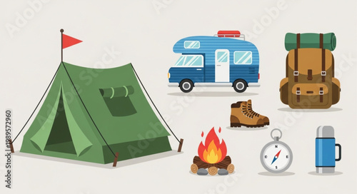 Camping equipment and accessories for outdoor adventure.