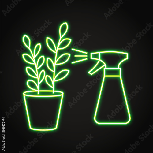 Plant spraying neon icon