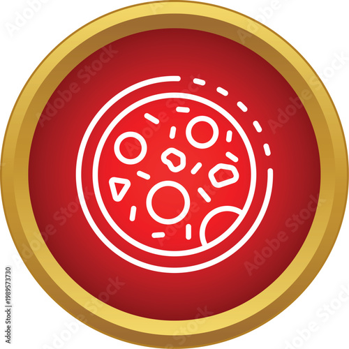 Round pizza outline icon designing a simple fast food concept