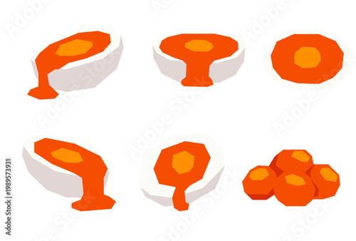 Realistic salted egg yolk dripping, vector illustration and design.on white background. Vector eps 10.	
