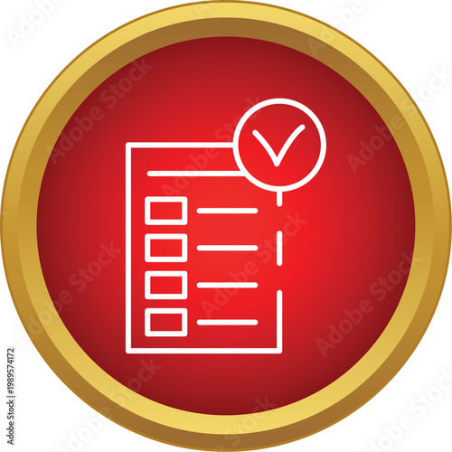 Checklist document icon showing completed tasks and successful verification process