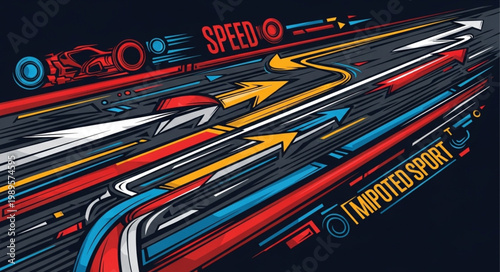 Abstract representation of speed and competition in sports.