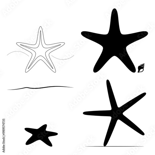 Starfish beach summer coastal icon set