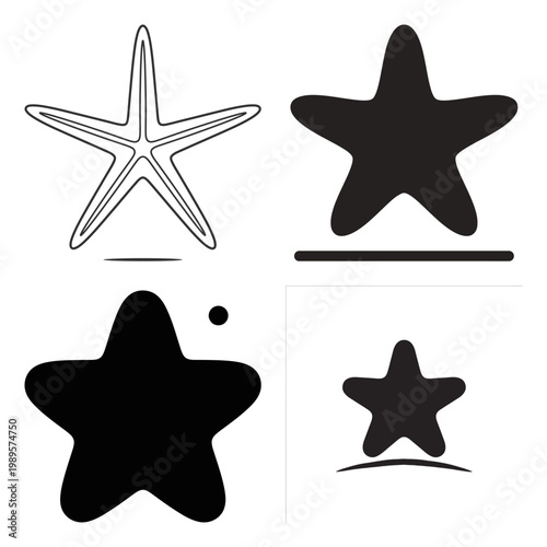 Bold starfish seaside beach icon collection