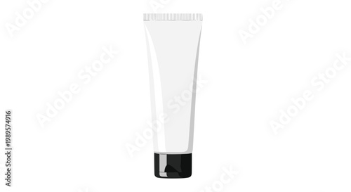 Blank white cosmetic tube with a black cap suitable for cream or lotion branding isolated on a plain white background for mockups.