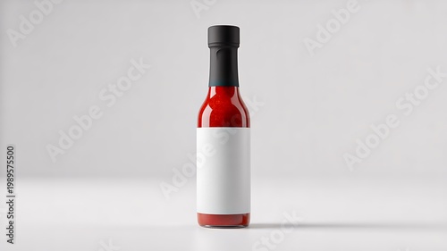 Blank hot sauce bottle mockup on white background