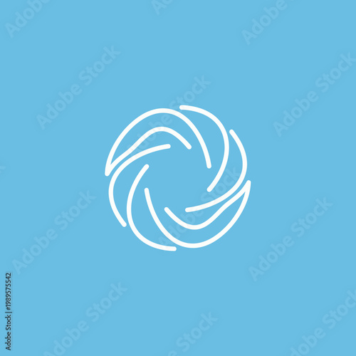 Abstract swirling white lines forming a circular aperture shape.