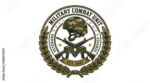 A military combat unit wearing tactical gear and camouflage with a helmet prepares for army action in a strategic location.