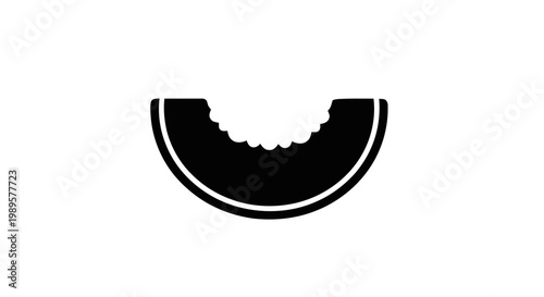 Vector illustration of bitten melon slice silhouette icon on a transparent background