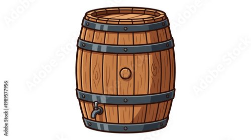 Vector Pinocut A wooden barrel with a tap.
