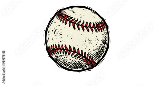 Vector Pinocut An illustration of a classic baseball with intricate detailing.