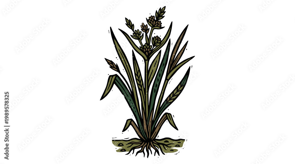 Fototapeta premium Vector Pinocut Detailed illustration of a vibrant plant, showcasing its roots and leaves.