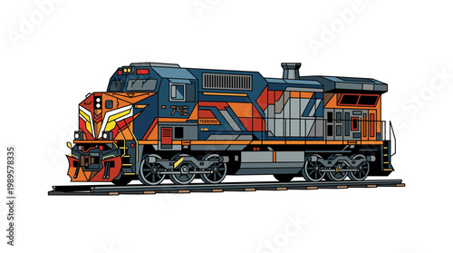 Vector Pinocut A powerful and modern locomotive engine ready to transport passengers and cargo.
