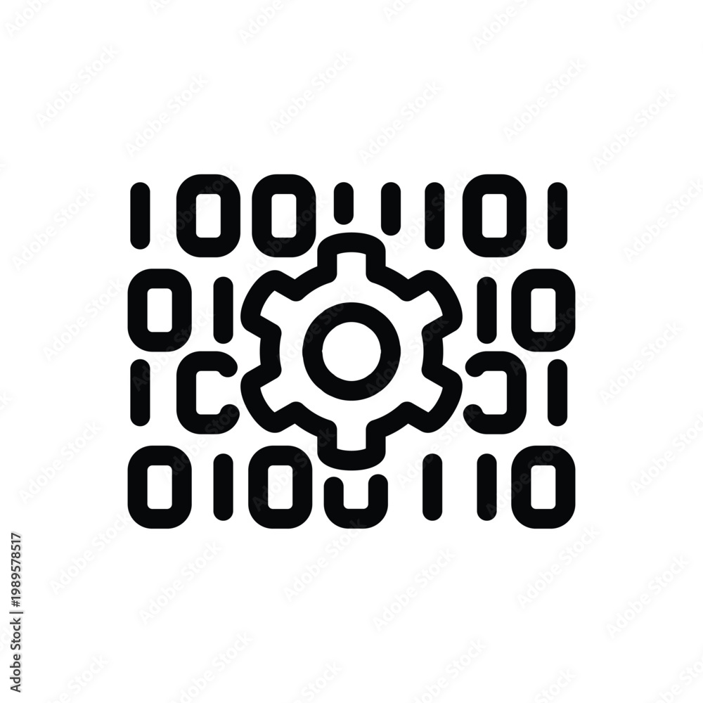 Obraz premium Programming and coding process of machine learning outline icon vector design good for web or mobile app