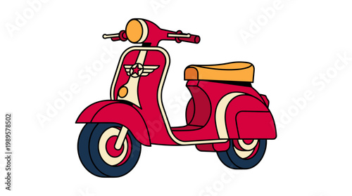 Vector Pinocut Vintage red scooter on display.