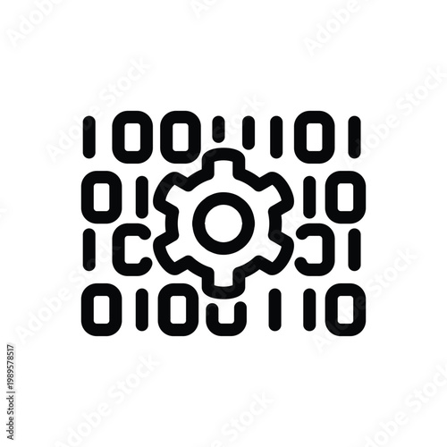 Programming and coding process of machine learning outline icon vector design good for web or mobile app