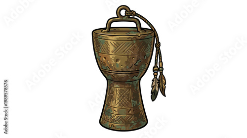 Vector Pinocut An ancient, beautifully detailed bronze drum, with intricate designs and a sense of history.