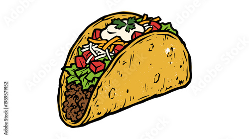 Vector Pinocut A delicious and appetizing taco filled with flavorful ingredients.