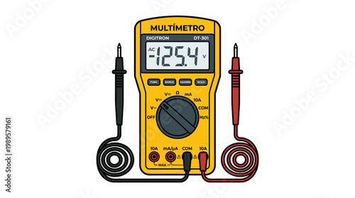 Vector Pinocut A close-up view of a digital multimeter.