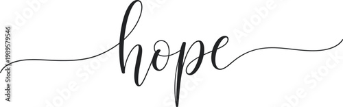Elegant calligraphy of the word 'hope' with flourishing lines