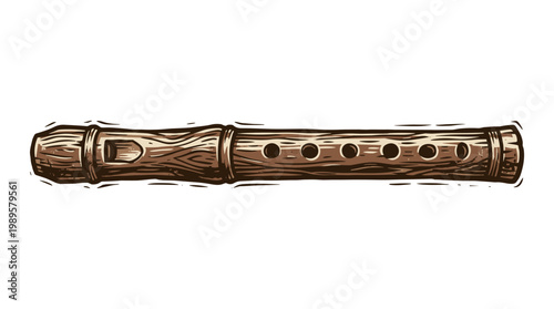 Vector Pinocut An illustration of a wooden flute.