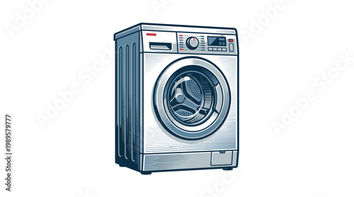 Vector Pinocut Modern washing machine, essential for home laundry tasks.
