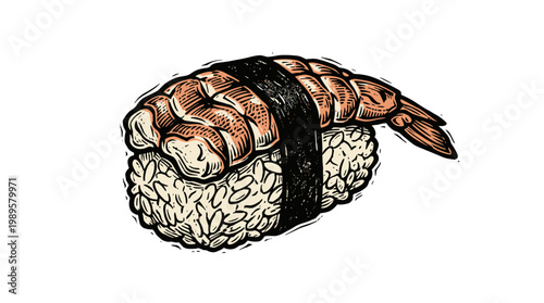 Vector Pinocut Exquisite illustration of a shrimp sushi.