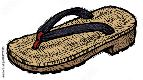 Vector Pinocut A traditionally designed Japanese sandal, a classic footwear item.