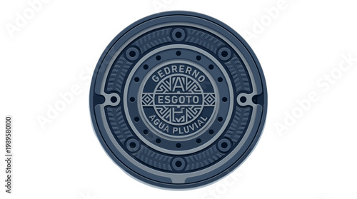 Vector Pinocut A detailed overhead shot of a blue manhole cover.