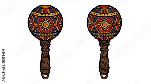 Vector Pinocut Two maracas, a musical instrument, each with its own design.