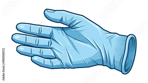 Vector Pinocut Illustration of a blue medical glove, a symbol of protection and care.