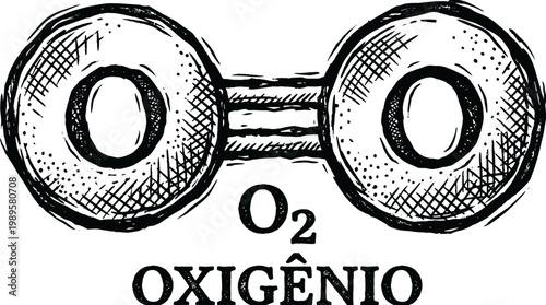 Vector Pinocut An illustration depicting the oxygen molecule, O2. 