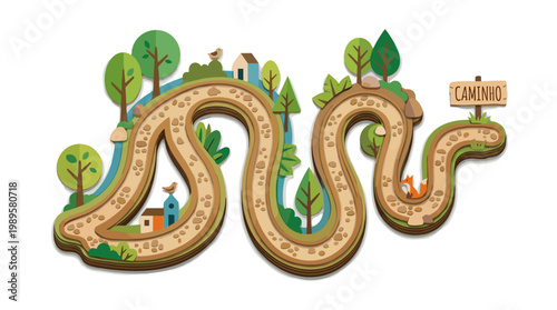 Vector Pinocut A scenic road, inviting travelers to adventure. 