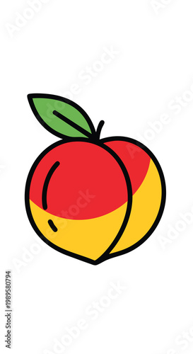 Colorful Illustration of a Fresh Fruit with Leaf for Healthy Eating Themes