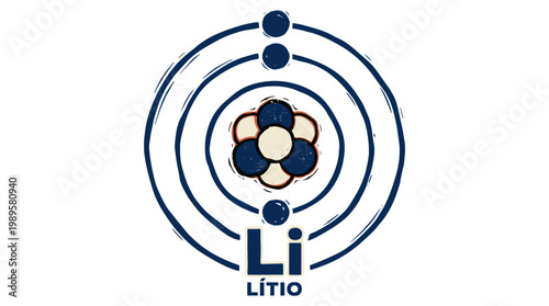 Vector Pinocut Lithium atom illustration 