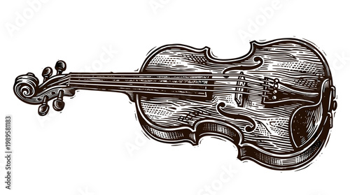 Vector Pinocut A detailed artistic illustration of a classical violin.
