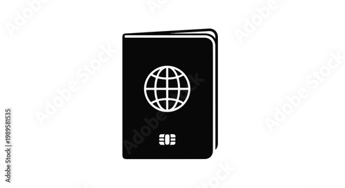 Passport travel document with globe icon on cover for international journey and tourism concept
