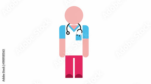 A stylized illustration of a medical professional wearing scrubs and a stethoscope, representing healthcare and medicine